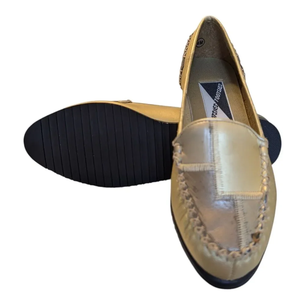 Mootsies Tootsies Metallic Patchwork Leather Loafers Womens 6M Distressed Casual